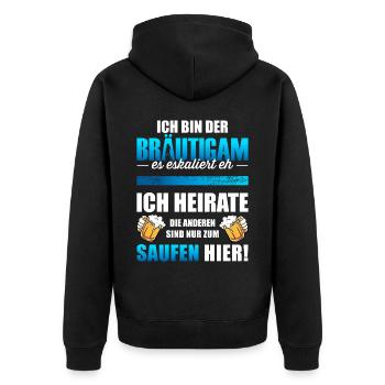 Bräutigam T-Shirt Junggesellenabschied Männer JGA - Unisex Premium Bio Zip Hoodie - Schwarz - Hinten - Nico (187cm)