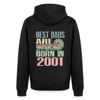 Die Besten Väter Sind 2001 Geboren, 22 Jahre Alt, - Unisex Premium Bio Zip Hoodie - Schwarz - Hinten - Nico (187cm)