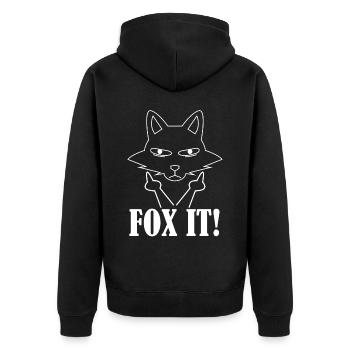 Fuchs Spruch für Füchse - Unisex Premium Bio Zip Hoodie - Schwarz - Hinten - Nico (187cm)