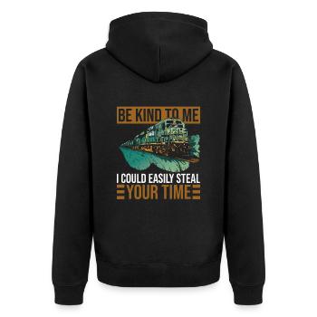 Eisenbahnlokarbeiter Und - Unisex Premium Organic Zip Hoodie - black - Back - Nico (187cm)