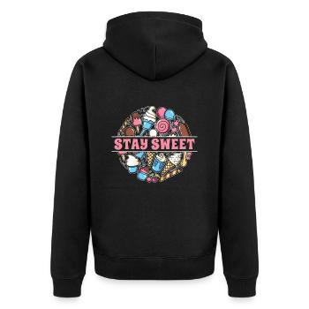 Ice Cream Stay Sweet Frozen Fruit Ice Cream Lover - Unisex Premium Organic Zip Hoodie - black - Back - Nico (187cm)