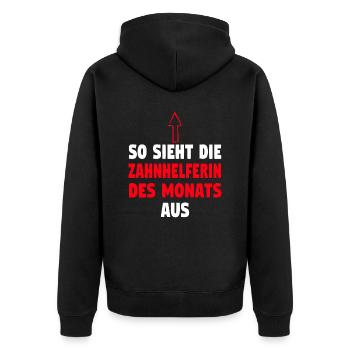 Zahnarzthelfer Zahnmedizin Zahnarzthelferin Zahn - Unisex Premium Bio Zip Hoodie - Schwarz - Hinten - Nico (187cm)