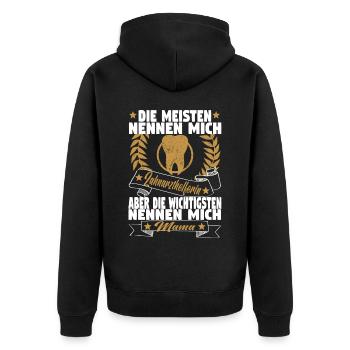 Zahnarzthelfer Zahnmedizin Zahnarzthelferin Mutter - Unisex Premium Bio Zip Hoodie - Schwarz - Hinten - Nico (187cm)