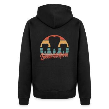 Zahnarzthelfer Zahnmedizin Zahnarzthelferin Zahn - Unisex Premium Bio Zip Hoodie - Schwarz - Hinten - Nico (187cm)