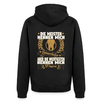 Zahnarzthelfer Zahnmedizin Zahnarzthelferin Vater - Unisex Premium Bio Zip Hoodie - Schwarz - Hinten - Nico (187cm)