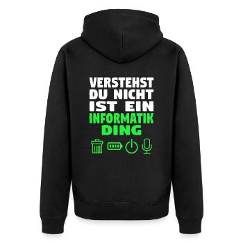 Informatik Computer Programmierer Entwickler Coder - Unisex Premium Bio Zip Hoodie - Schwarz - Hinten - Nico (187cm)