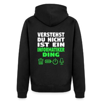 Informatik Computer Programmierer Entwickler Coder - Unisex Premium Bio Zip Hoodie - Schwarz - Hinten - Nico (187cm)
