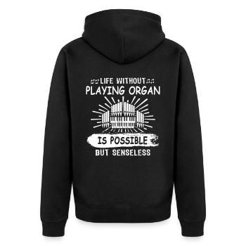 Orgelspieler Organist - Unisex Premium Bio Zip Hoodie - Schwarz - Hinten - Nico (187cm)