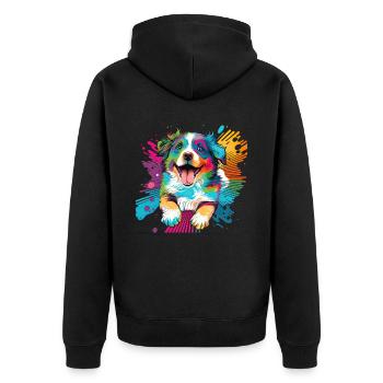 Hunde Australian Shepherd Hundeliebhaber Aussie - Unisex Premium Bio Zip Hoodie - Schwarz - Hinten - Nico (187cm)