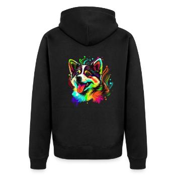 Hunde Cartoon Huskie Design für Hundeliebhaber - Unisex Premium Bio Zip Hoodie - Schwarz - Hinten - Nico (187cm)