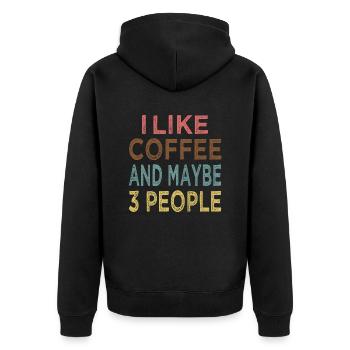 Vintage I like Coffee and maybe 3 people - Unisex Premium Organic Zip Hoodie - black - Back - Nico (187cm)