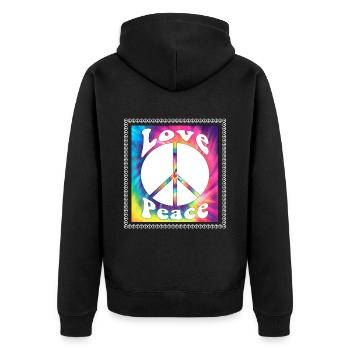Hippie Tshirt Peace Movement Woodstock Boho Groove - Unisex Premium Organic Zip Hoodie - black - Back - Nico (187cm)