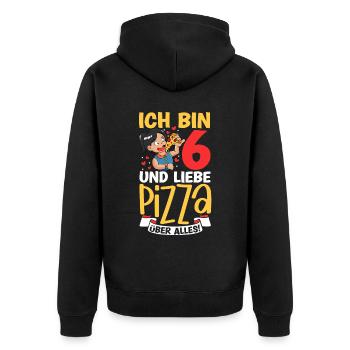 Ich bin 6 - Mädchen Pizza - Unisex Premium Bio Zip Hoodie - Schwarz - Hinten - Nico (187cm)