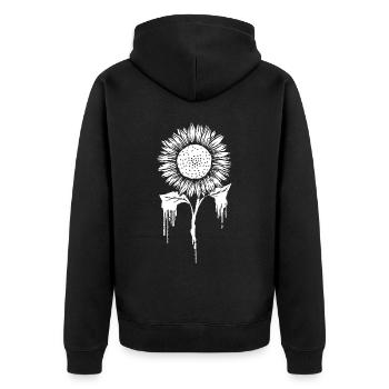 Finnish Goth Aesthetic Gothic Sunflower Drip Goth - Unisex Premium Bio Zip Hoodie - Schwarz - Hinten - Nico (187cm)