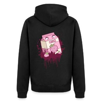 Finnish Goth Aesthetic Gothic Strawberry Milk Drip - Unisex Premium Bio Zip Hoodie - Schwarz - Hinten - Nico (187cm)