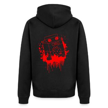 Finnish Goth Aesthetic Gothic Strawberry Milk - Unisex Premium Bio Zip Hoodie - Schwarz - Hinten - Nico (187cm)