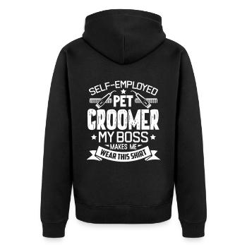 Pet Groomer Self Employed Pet Groomer - Unisex Premium Organic Zip Hoodie - black - Back - Nico (187cm)