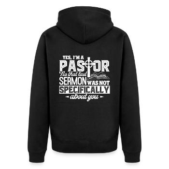 Pastor Yes I Am A Pastor - Unisex Premium Organic Zip Hoodie - black - Back - Nico (187cm)