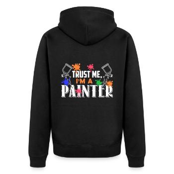 Painter Trust Me I'm A Painter - Unisex Premium Organic Zip Hoodie - black - Back - Nico (187cm)