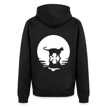 Cercle et réflexion - Chat - - Veste à capuche bio Premium Unisexe - noir - Dos - Nico (187cm)