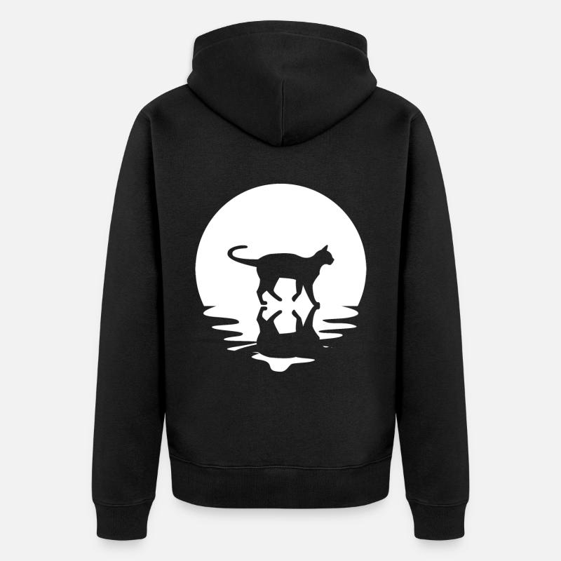 Cercle et réflexion - Chat - - Veste à capuche bio Premium Unisexe - noir