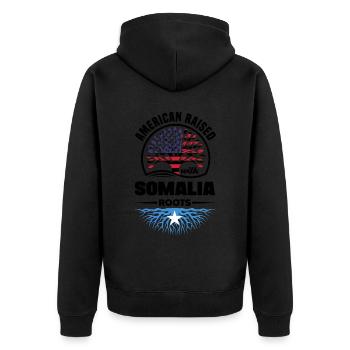 Un Américain élevé avec des racines somaliennes Somalie somalienne - Veste à capuche bio Premium Unisexe - noir - Dos - Nico (187cm)