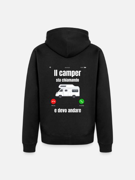 Der Camper ruft - Unisex Premium Bio Zip Hoodie - Schwarz