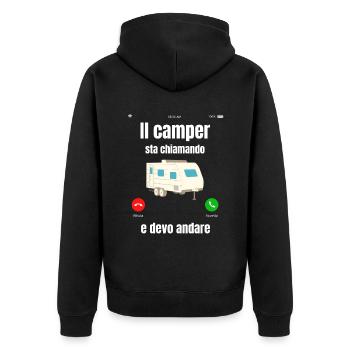 Caravane | Camping-car | Le campeur appelle - Veste à capuche bio Premium Unisexe - noir - Dos - Nico (187cm)
