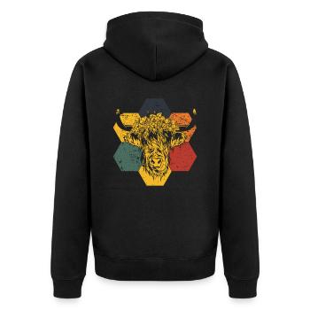 Scottish Highlands Highland Cattle Highland Cow - Unisex Premium Organic Zip Hoodie - black - Back - Nico (187cm)