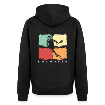 Lacrosse Lacrosse Player retro vintage - Unisex Premium Organic Zip Hoodie - black - Back - Nico (187cm)