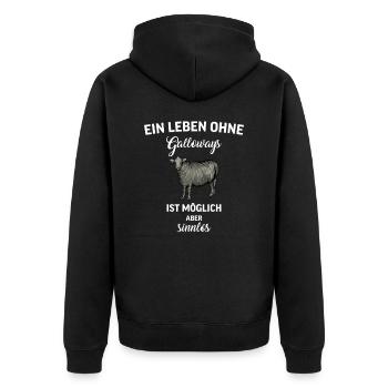 Galloway Rind I Schottland Rinderzucht Geschenk - Unisex Premium Bio Zip Hoodie - Schwarz - Hinten - Nico (187cm)