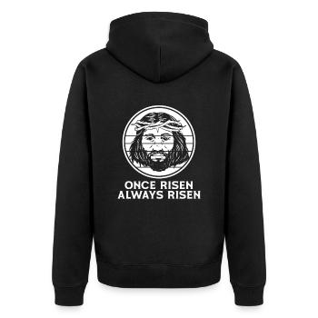 Christ Christentum - Unisex Premium Bio Zip Hoodie - Schwarz - Hinten - Nico (187cm)