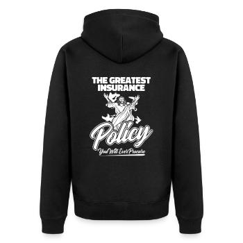 Christ Christentum - Unisex Premium Bio Zip Hoodie - Schwarz - Hinten - Nico (187cm)