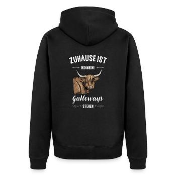 Galloway Rind I Schottland Rinderzucht Geschenk - Unisex Premium Bio Zip Hoodie - Schwarz - Hinten - Nico (187cm)