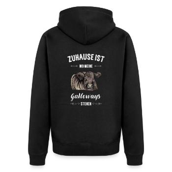 Galloway Rind I Schottland Rinderzucht Geschenk - Unisex Premium Bio Zip Hoodie - Schwarz - Hinten - Nico (187cm)