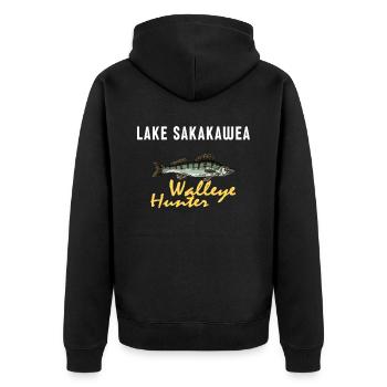 Angeln In North Dakota - Walleye-Jäger - Unisex Premium Bio Zip Hoodie - Schwarz - Hinten - Nico (187cm)
