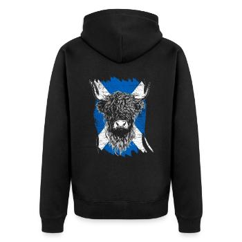 Scottish Highlands Highland Cattle Highland Cow - Unisex Premium Organic Zip Hoodie - black - Back - Nico (187cm)