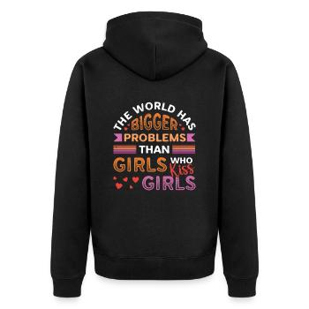 Des problèmes plus importants que les filles, embrasser les filles - Veste à capuche bio Premium Unisexe - noir - Dos - Nico (187cm)