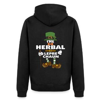 Le lutin à base de plantes St Patrick’s Day - Veste à capuche bio Premium Unisexe - noir - Dos - Nico (187cm)