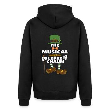 Le lutin musical St Patrick’s Day - Veste à capuche bio Premium Unisexe - noir - Dos - Nico (187cm)