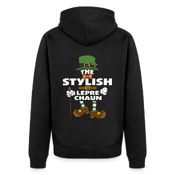 L’élégant lutin St Patrick’s Day - Veste à capuche bio Premium Unisexe - noir - Dos - Nico (187cm)