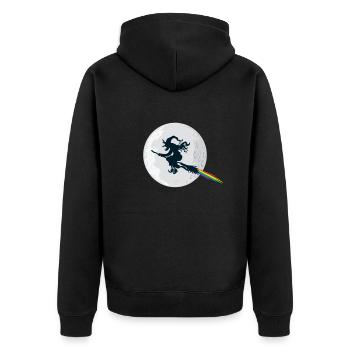 Witch with Full Moon and Rainbow Gay - Unisex Premium Organic Zip Hoodie - black - Back - Nico (187cm)