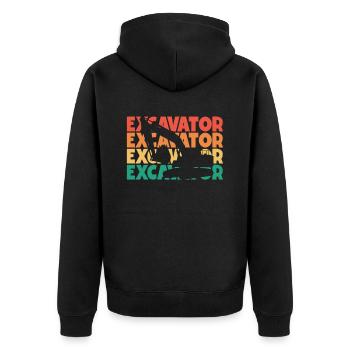 Excavator Retro Text Excavator Seilbagger - Unisex Premium Bio Zip Hoodie - Schwarz - Hinten - Nico (187cm)