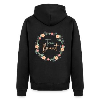 Team Braut - JGA Bachelorette - Unisex Premium Bio Zip Hoodie - Schwarz - Hinten - Nico (187cm)