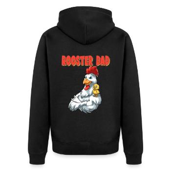 Hahn Papa mit Küken Kind - Unisex Premium Bio Zip Hoodie - Schwarz - Hinten - Nico (187cm)