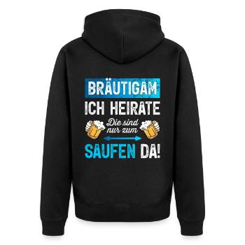 Bräutigam T-Shirt Junggesellenabschied Männer JGA - Unisex Premium Bio Zip Hoodie - Schwarz - Hinten - Nico (187cm)