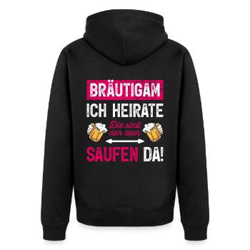 Kostüm Bräutigam T-Shirt Polterabend JGA Männer - Unisex Premium Bio Zip Hoodie - Schwarz - Hinten - Nico (187cm)