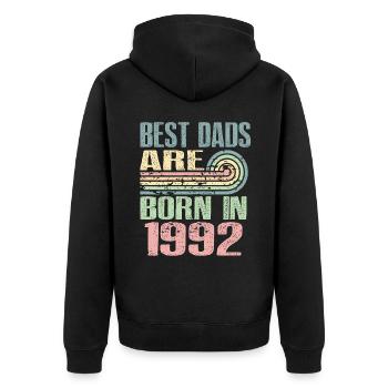 Die Besten Väter Sind 1992 Geboren, 31 Jahre Alt, - Unisex Premium Bio Zip Hoodie - Schwarz - Hinten - Nico (187cm)