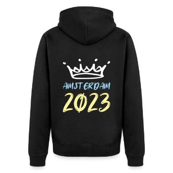 Amsterdam 2023 (Garantie du prix le plus bas) - Veste à capuche bio Premium Unisexe - noir - Dos - Nico (187cm)