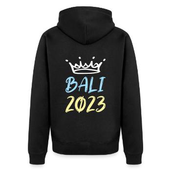 Bali 2023 - Unisex Premium Bio Zip Hoodie - Schwarz - Hinten - Nico (187cm)